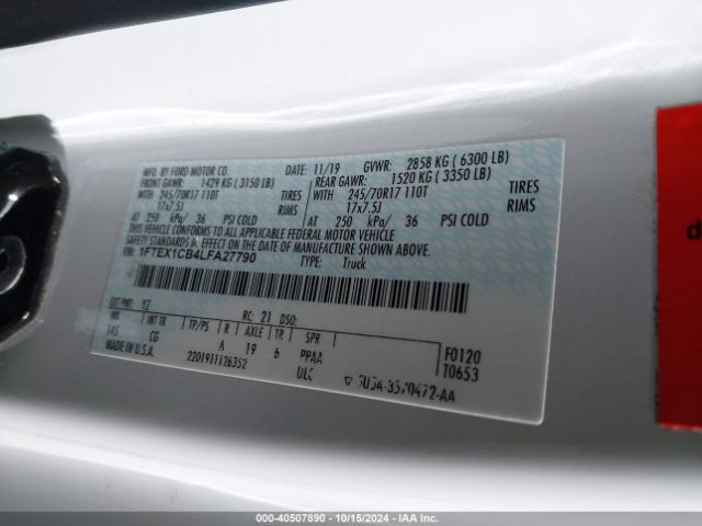 1FTEX1CB4LFA27790 Ford F-150 Xl