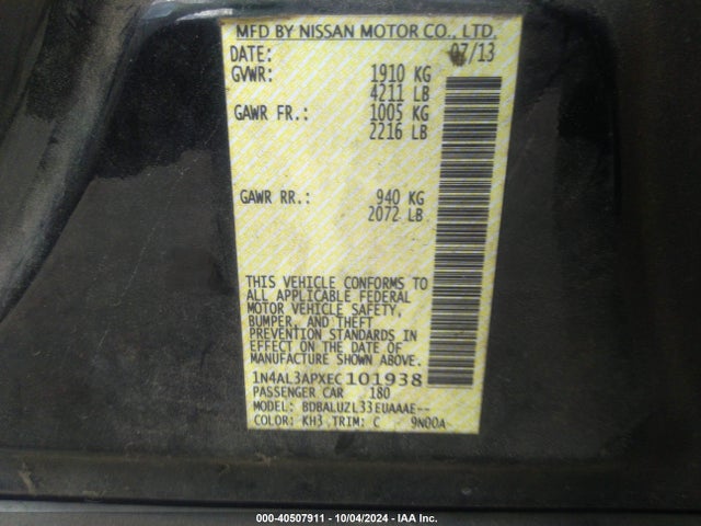 Nissan Altima 2.5 Sv 2014 1N4AL3APXEC101938 Image 9