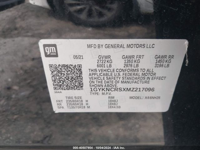 1GYKNCRSXMZ217096 Cadillac Xt5 Fwd Premium Luxury