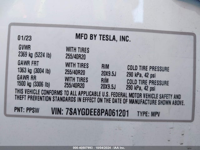2023 TESLA MODEL Y 7SAYGDEE8PA061201 Photo 8