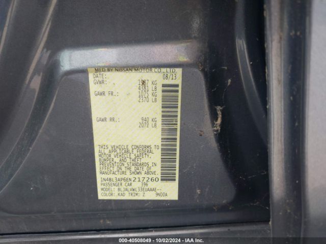 1N4BL3AP6EN217260 Nissan Altima 3.5 Sl
