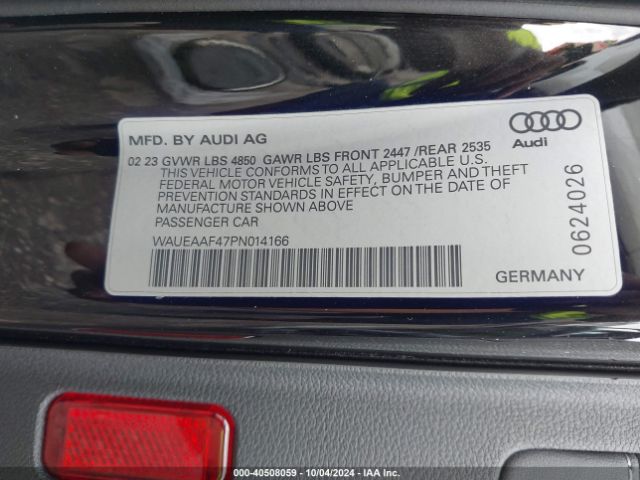 WAUEAAF47PN014166 Audi A4 Premium Plus 45 Tfsi S Line Quattro S Tronic