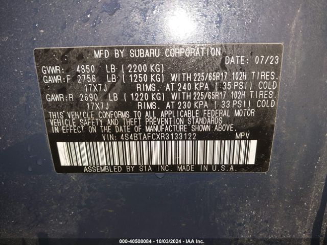 4S4BTAFCXR3133122 Subaru Outback Premium