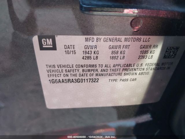 1G6AA5RA3G0117322 Cadillac Ats Standard