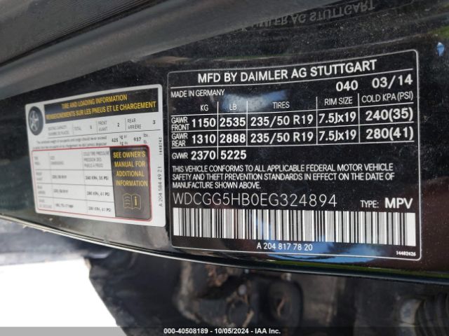 WDCGG5HB0EG324894 Mercedes-Benz GLK 350