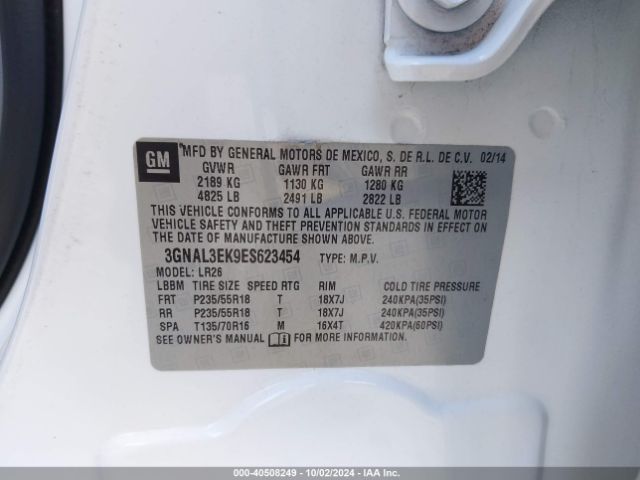3GNAL3EK9ES623454 Chevrolet Captiva Sport Lt