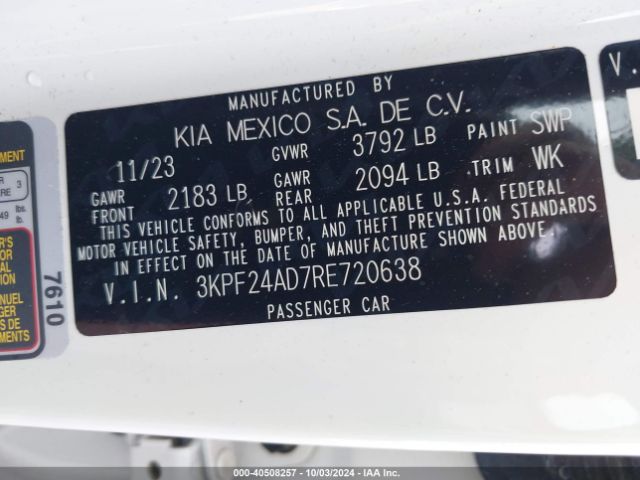 3KPF24AD7RE720638 KIA Forte Lxs