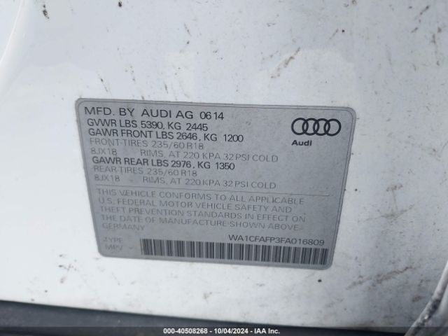 WA1CFAFP3FA016809 Audi Q5 2.0t Premium