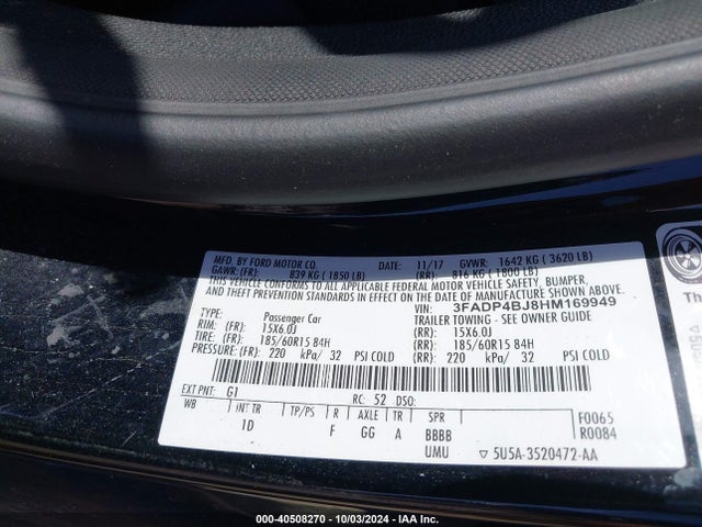 Ford FIESTA SE 2017 3FADP4BJ8HM169949 Image 9