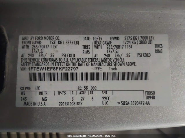Ford F-150 Xlt 2015 1FTEW1EF8FKF22797 Image 9