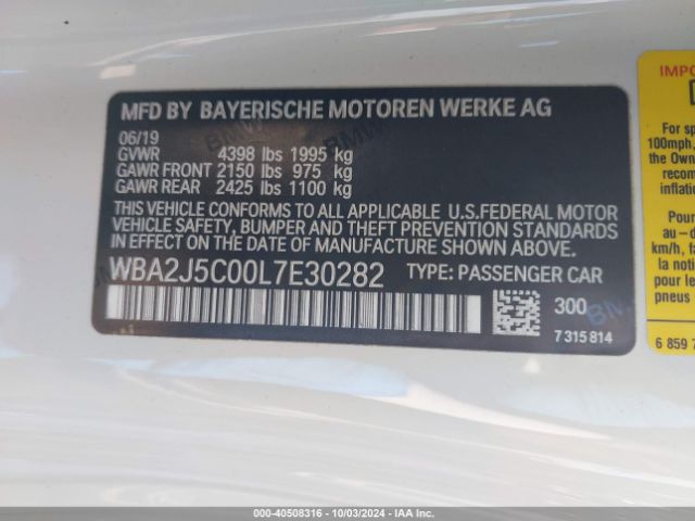 WBA2J5C00L7E30282 BMW M240i