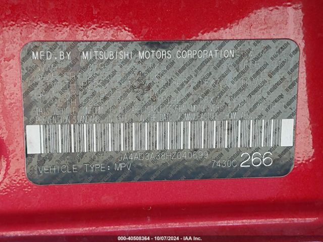 2017 MITSUBISHI OUTLANDER JA4AD3A38HZ040699 Photo 8