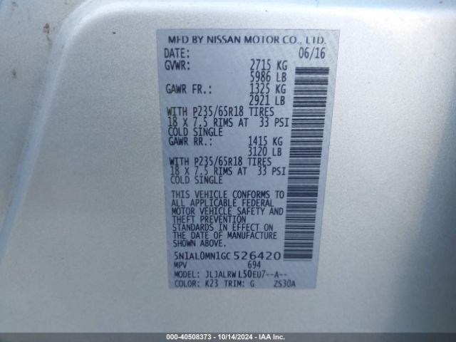 5N1AL0MN1GC526420 Infiniti QX60