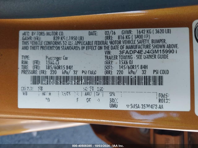 Ford FIESTA SE 2016 3FADP4EJ4GM159901 Image 9