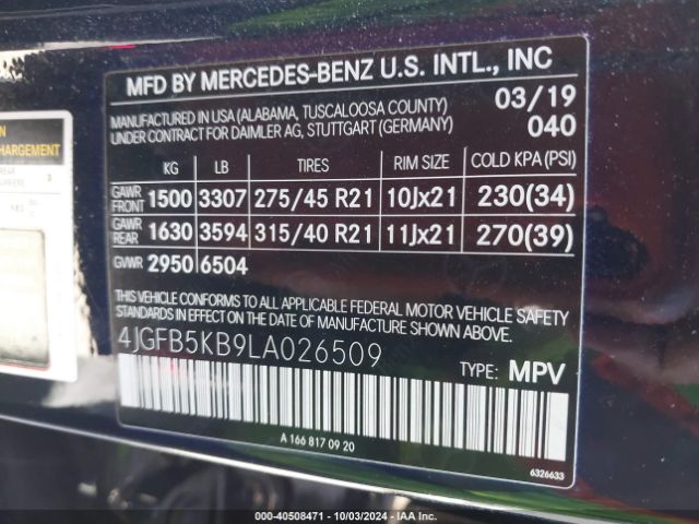 4JGFB5KB9LA026509 Mercedes-Benz Gle 450 4matic