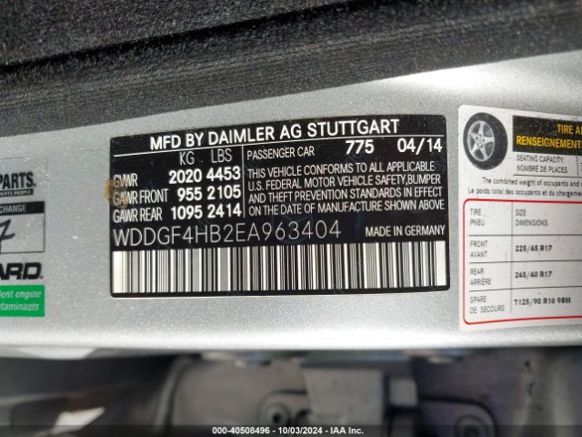 WDDGF4HB2EA963404 Mercedes-Benz C 250 Luxury/sport