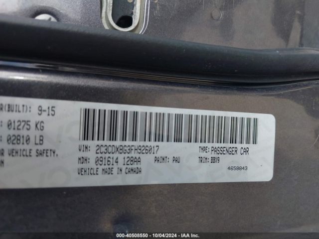 2C3CDXBG3FH926017 Dodge Charger Se