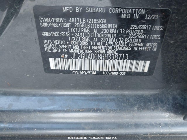 JF2GUADC8RH338713 Subaru Crosstrek Premium