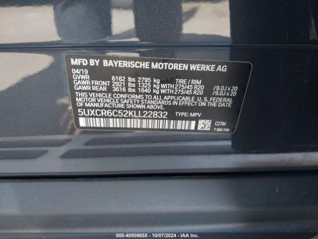 5UXCR6C52KLL22832 BMW X5 Xdrive40i