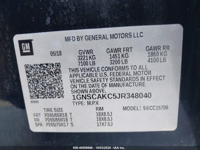 Chevrolet Tahoe Ls 2018 1GNSCAKC5JR348040 Image 9