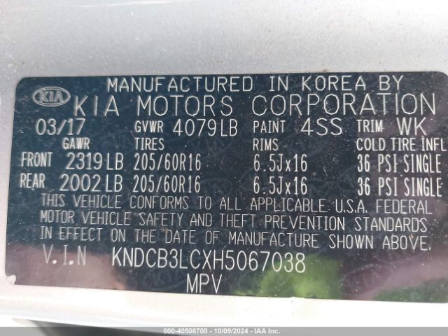 KNDCB3LCXH5067038 KIA NIRO FE