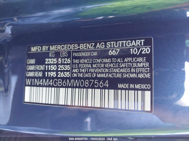 W1N4M4GB6MW087564 Mercedes-Benz GLB 250