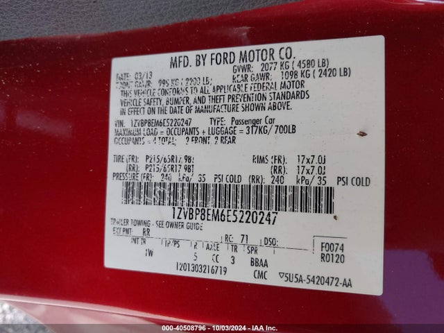 Ford Mustang V6 2014 1ZVBP8EM6E5220247 Image 9