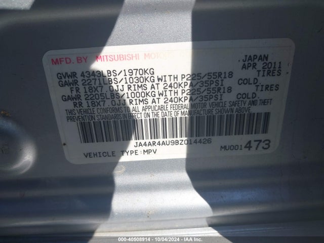 2011 MITSUBISHI OUTLANDER SPORT JA4AR4AU9BZ014426 Photo 8