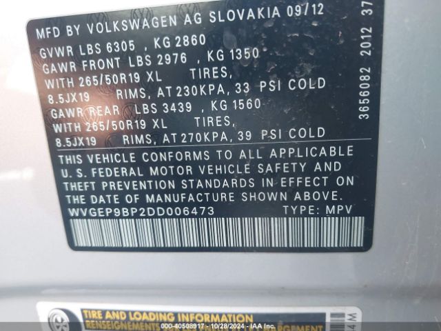 2013 VOLKSWAGEN TOUAREG WVGEP9BP2DD006473 Photo 8