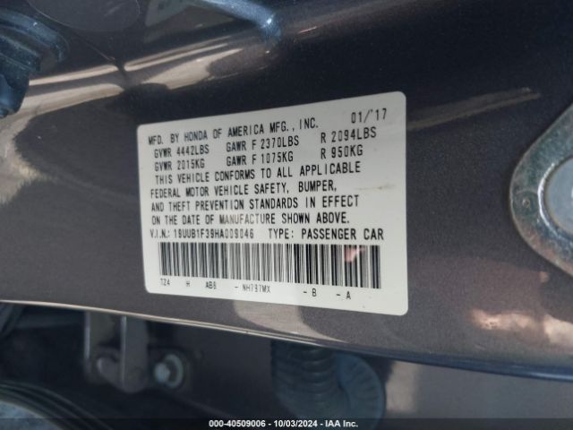 19UUB1F39HA009046 Acura TLX