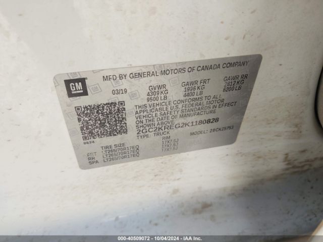 2GC2KREG2K1180828 Chevrolet Silverado 2500hd Wt
