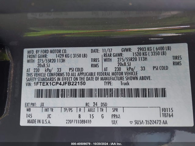 Ford F-150 Xl 2018 1FTEX1CP4JFB22150 Image 9