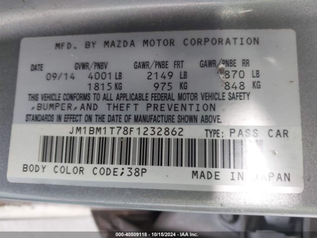 JM1BM1T78F1232862 Mazda Mazda3 I Sv
