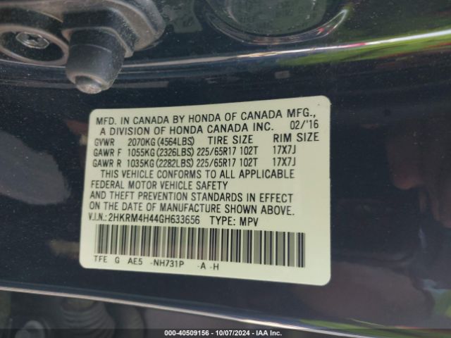 2HKRM4H44GH633656 Honda CR-V SE