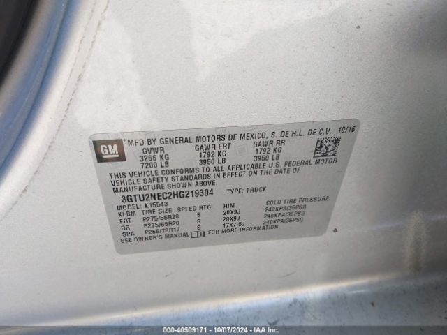 3GTU2NEC2HG219304 GMC Sierra 1500 Slt