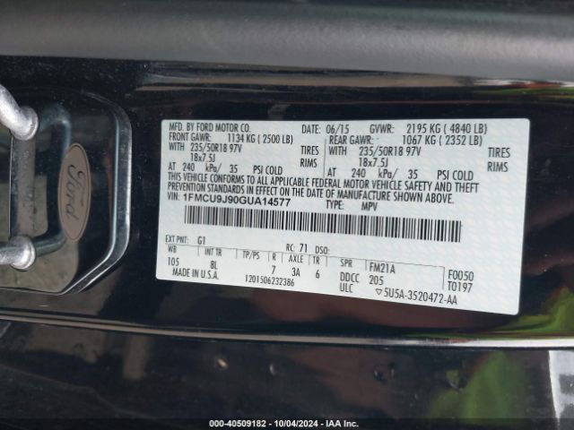 1FMCU9J90GUA14577 Ford Escape Titanium