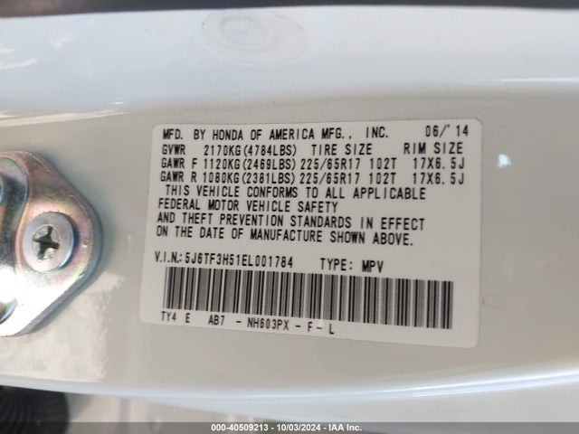Honda Crosstour Ex-l 2014 5J6TF3H51EL001784 Image 9