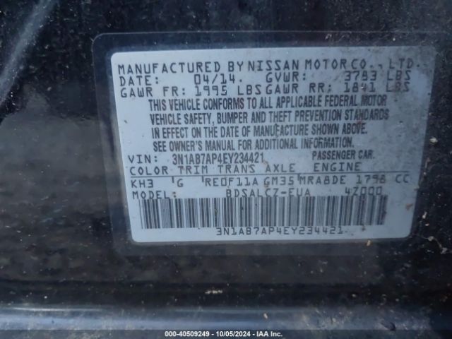 3N1AB7AP4EY234421 Nissan SENTRA S