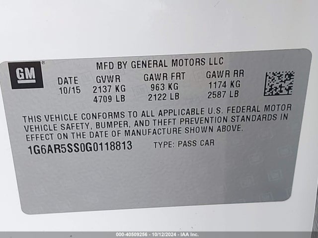 1G6AR5SS0G0118813 Cadillac Cts Luxury Collection