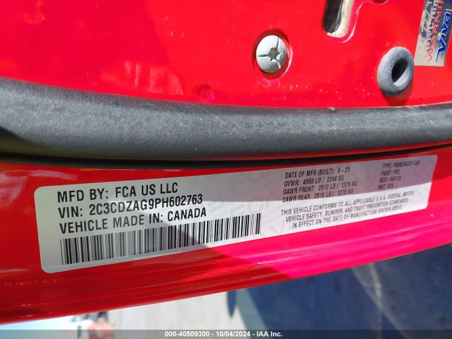 Dodge Challenger Sxt 2023 2C3CDZAG9PH602763 Image 9