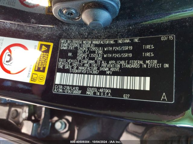 5TDDKRFH5FS143867 Toyota Highlander Limited V6