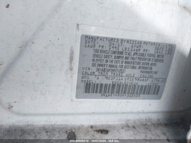 3N1AB7AP2HY312537 Nissan SENTRA SV