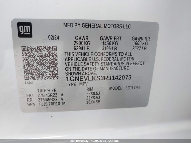 1GNEVLKS3RJ142073 Chevrolet Traverse Awd Rs