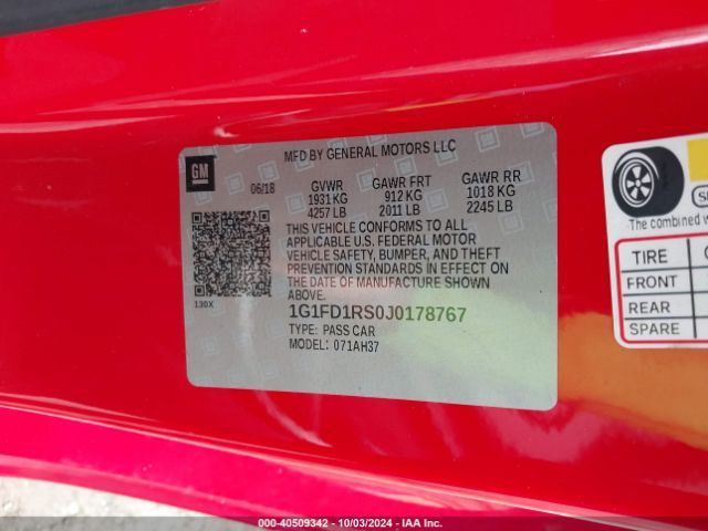 1G1FD1RS0J0178767 Chevrolet Camaro 2lt