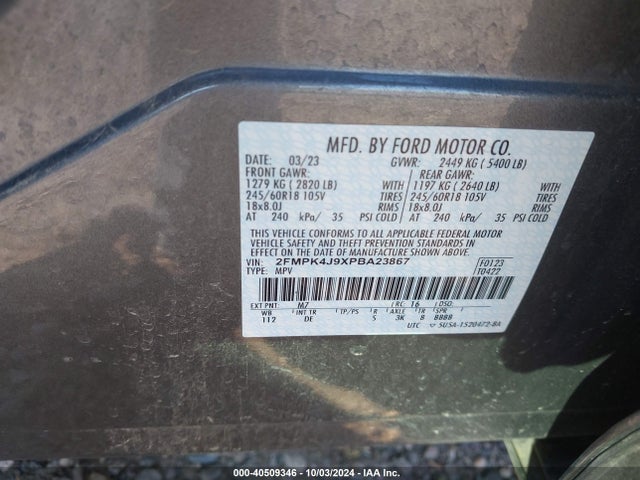 Ford EDGE SEL 2023 2FMPK4J9XPBA23867 Image 9