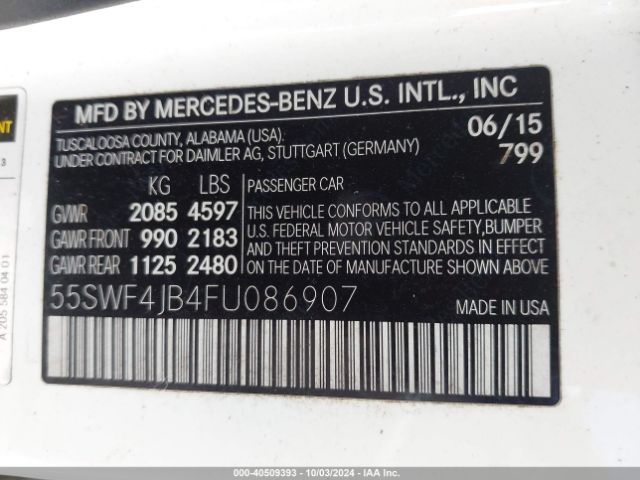 55SWF4JB4FU086907 Mercedes-Benz C 300 Luxury/sport