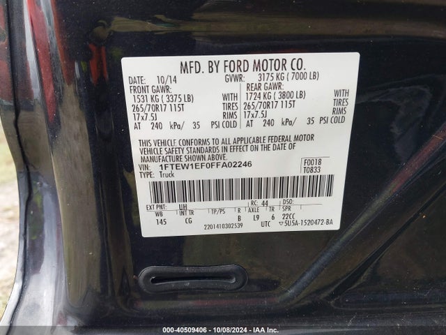 Ford F-150 Xl 2015 1FTEW1EF0FFA02246 Image 9