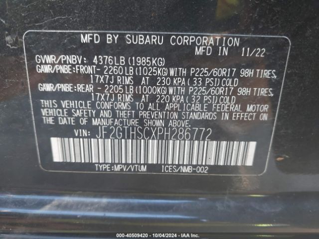 JF2GTHSCXPH286772 Subaru Crosstrek Sport