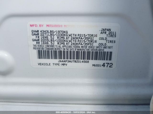 2011 MITSUBISHI OUTLANDER SPORT JA4AP3AU7BZ014568 Photo 8