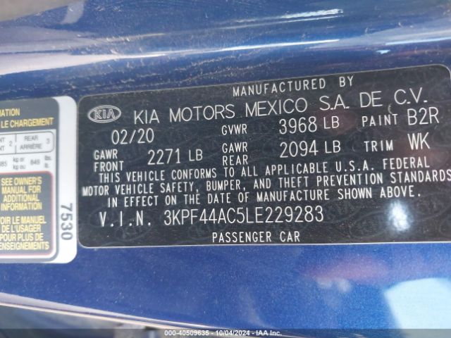 3KPF44AC5LE229283 KIA FORTE GT